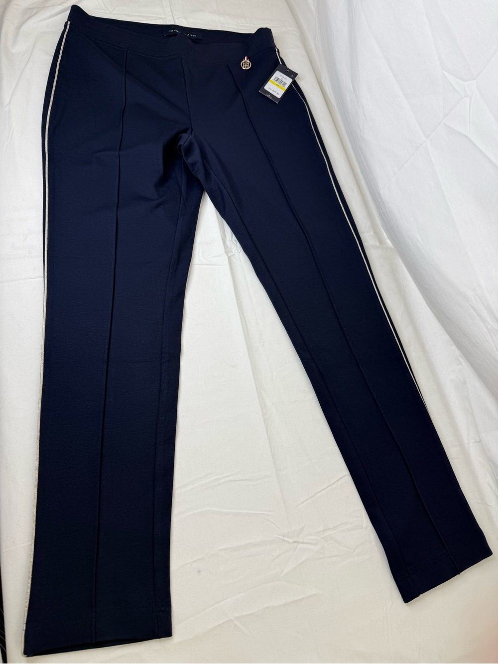 Tommy Hilfiger Navy Blue Dress Pants Viscose Elastic Waist Straight Women